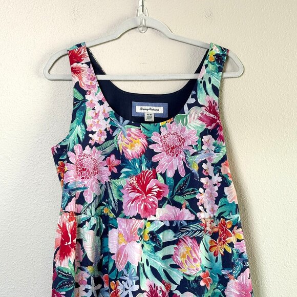 Tommy Bahama Perfectly Paradise Midi Dress Sundress Womens M Blue Floral Tiered - Picture 2 of 12